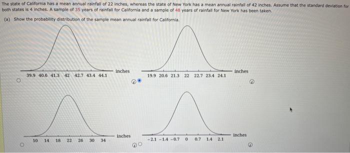 Solved The state of California has a mean annual rainfall of | Chegg.com