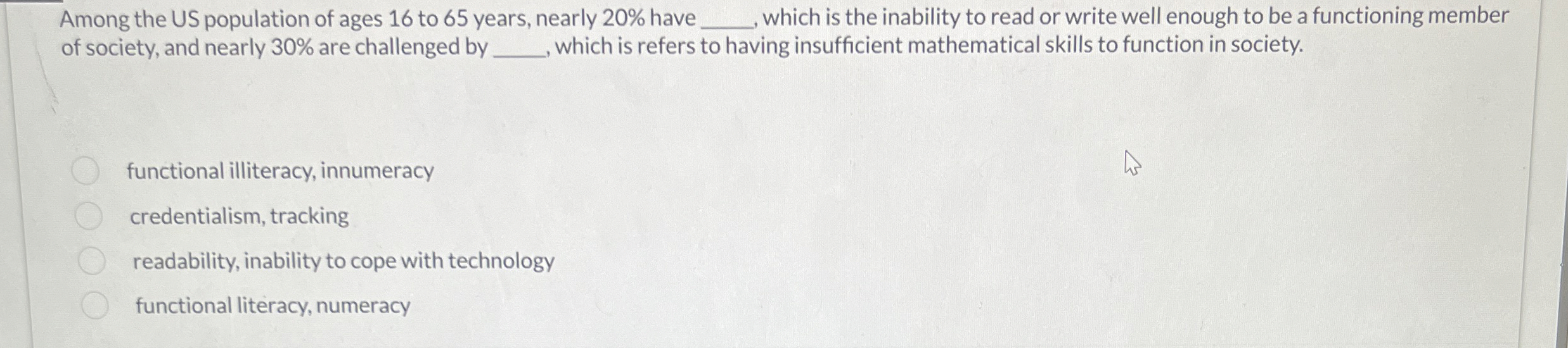 Solved Among the US population of ages 16 ﻿to 65 ﻿years, | Chegg.com