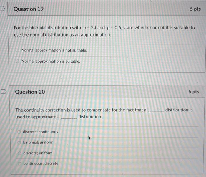 Solved Question 19 5 pts For the binomial distribution with | Chegg.com