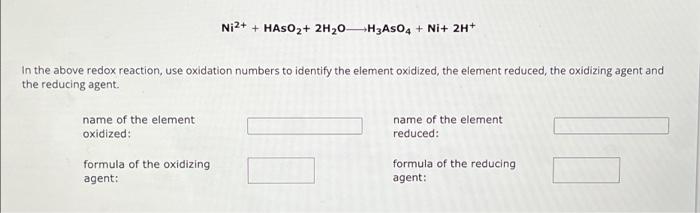 Solved In the above redox reaction, use oxidation numbers to | Chegg.com