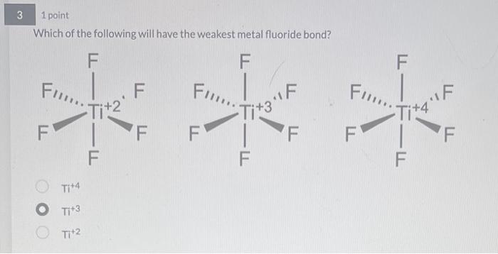Solved Which of the following will have the weakest metal | Chegg.com