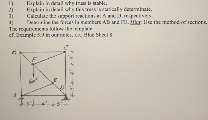 Truss Stability Example Problems Solved 1) Explain in detail why truss is stable. 2) Explain | Chegg.com