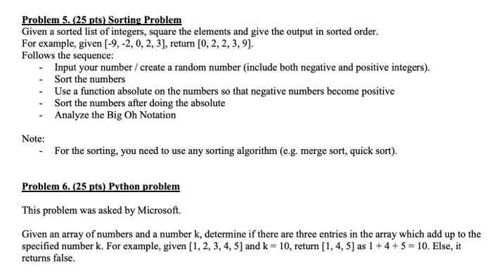 Solved Problem 5. (25 pts) Sorting Problem Given a sorted | Chegg.com