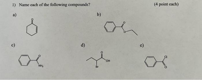 Solved 1) Name each of the following compounds? a) b) c) d) | Chegg.com