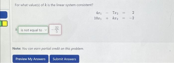 Solved For what value(s) of k is the linear system | Chegg.com