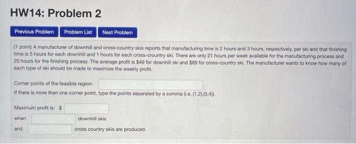 Solved HW14: Problem 1 Previous Problem Probler List Next | Chegg.com