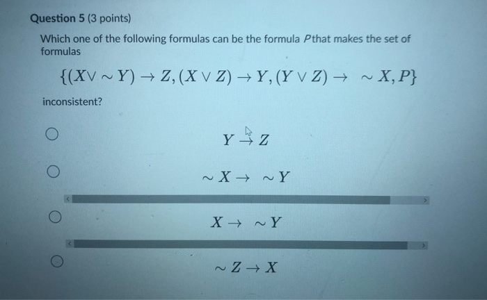 Solved Question 5 (3 points) Which one of the following | Chegg.com