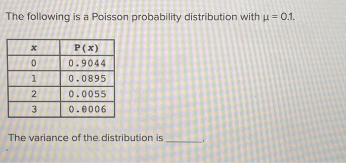 The following is a Poisson probability distribution | Chegg.com