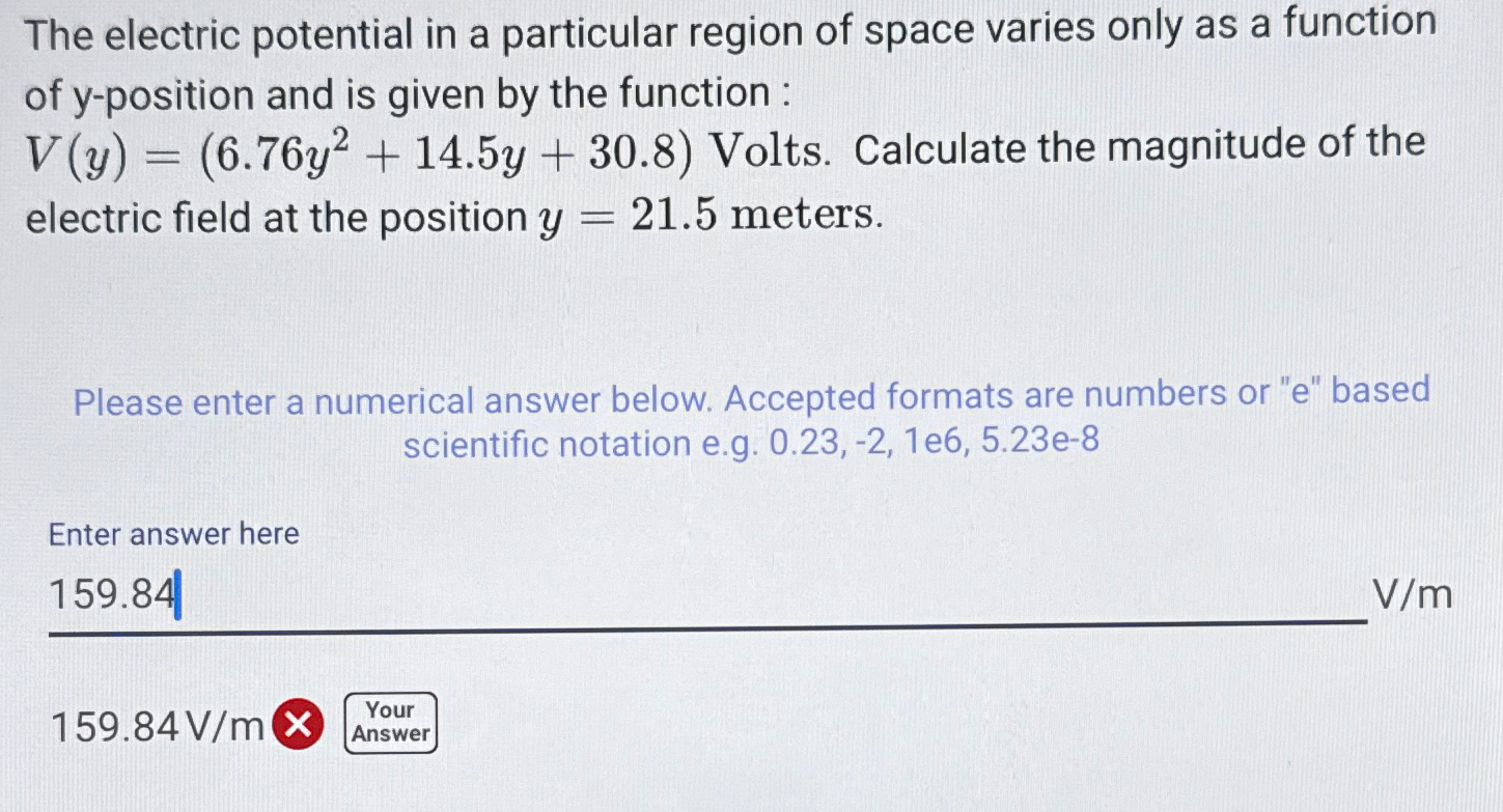 Solved The electric potential in a particular region of | Chegg.com