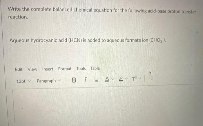 Solved Write the complete balanced chemical equation for the | Chegg.com
