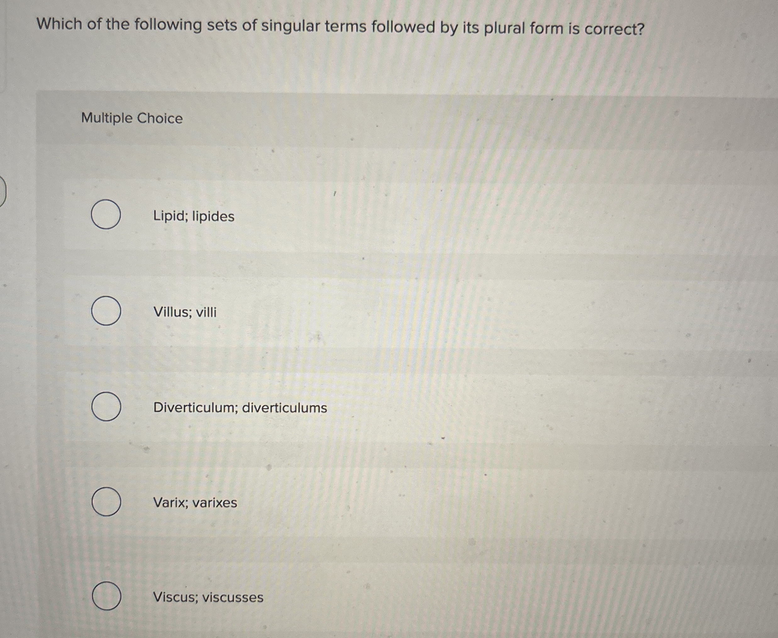 Solved Which of the following sets of singular terms | Chegg.com