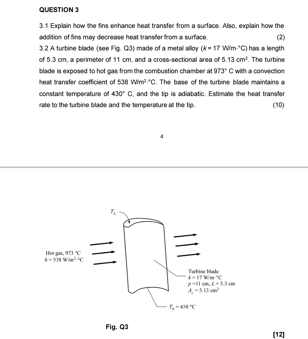 Solved QUESTION 33.1 ﻿Explain how the fins enhance heat | Chegg.com