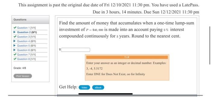 Solved This assignment is past the original due date of Fri | Chegg.com
