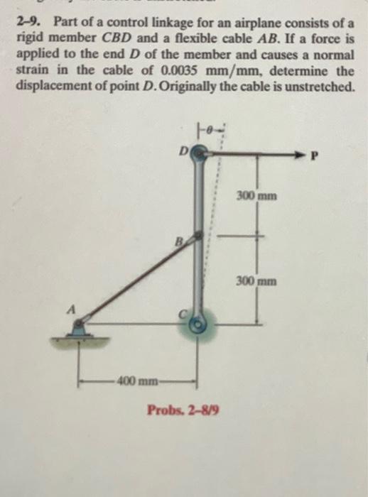 Solved 2-9. Part of a control linkage for an airplane | Chegg.com