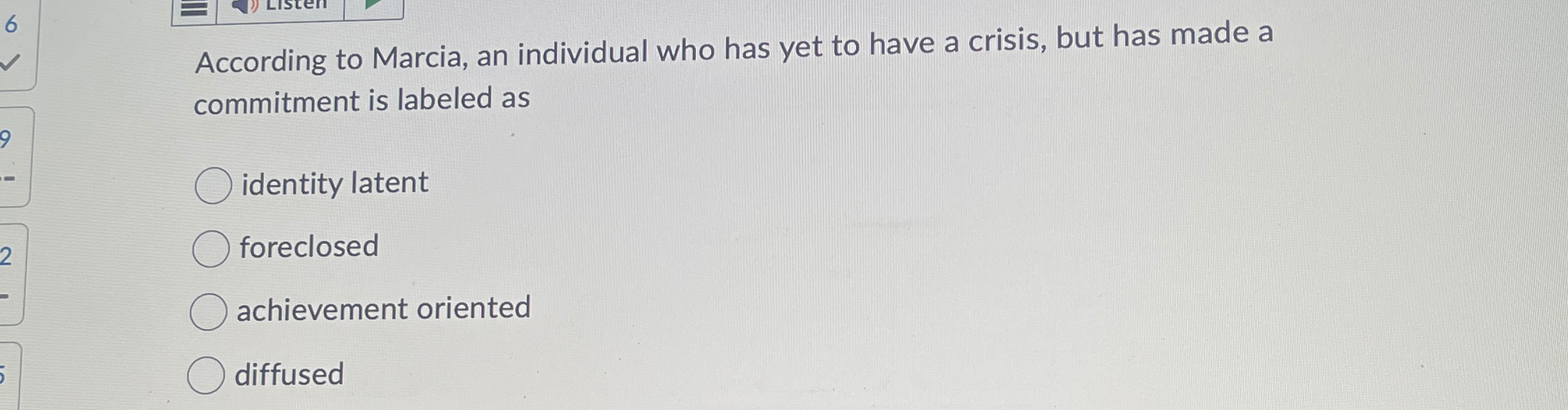 Solved According To Marcia, An Individual Who Has Yet To | Chegg.com