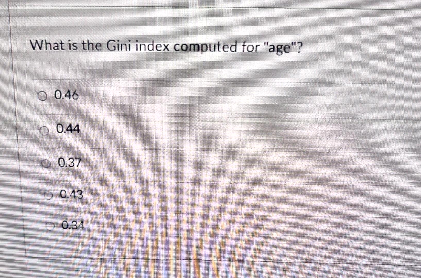 Solved Given the dataset below, what is the Gini index to
