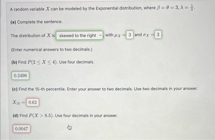 Solved A random variable X can be modeled by the Exponential | Chegg.com