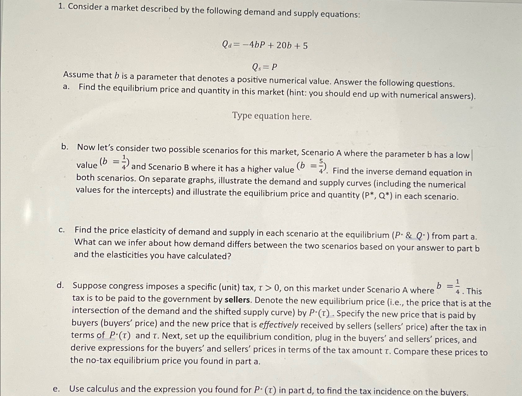 Solved Consider A Market Described By The Following Demand | Chegg.com