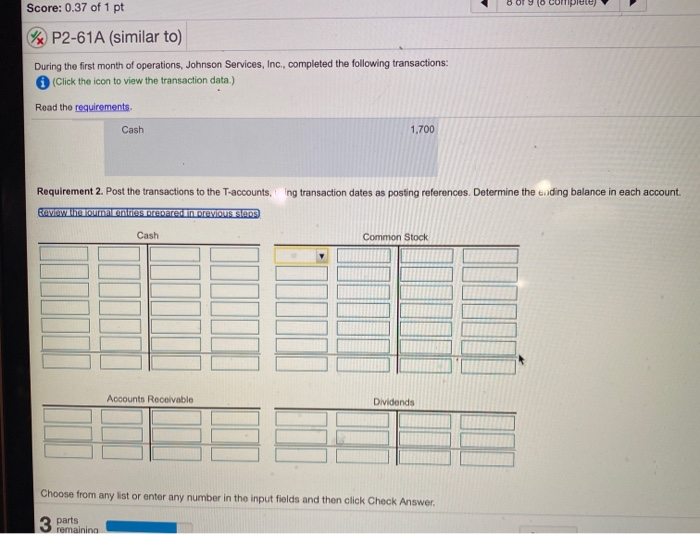 Solved (TAccounts) Post the transactions to the TAccounts,