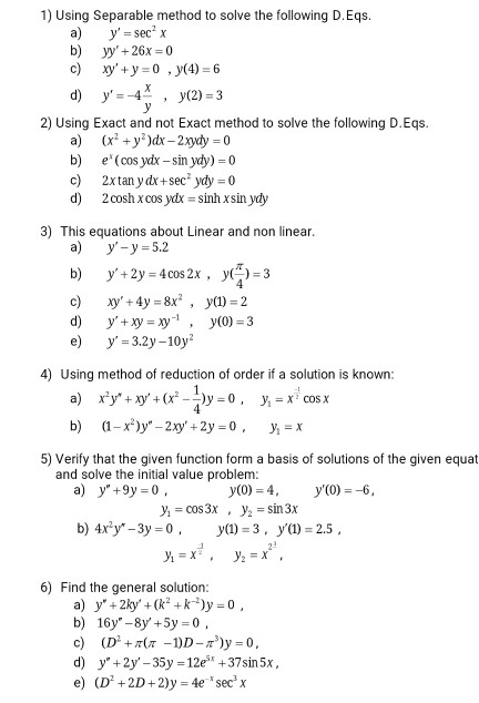 Solved X 1 Using Separable Method To Solve The Following Chegg Com