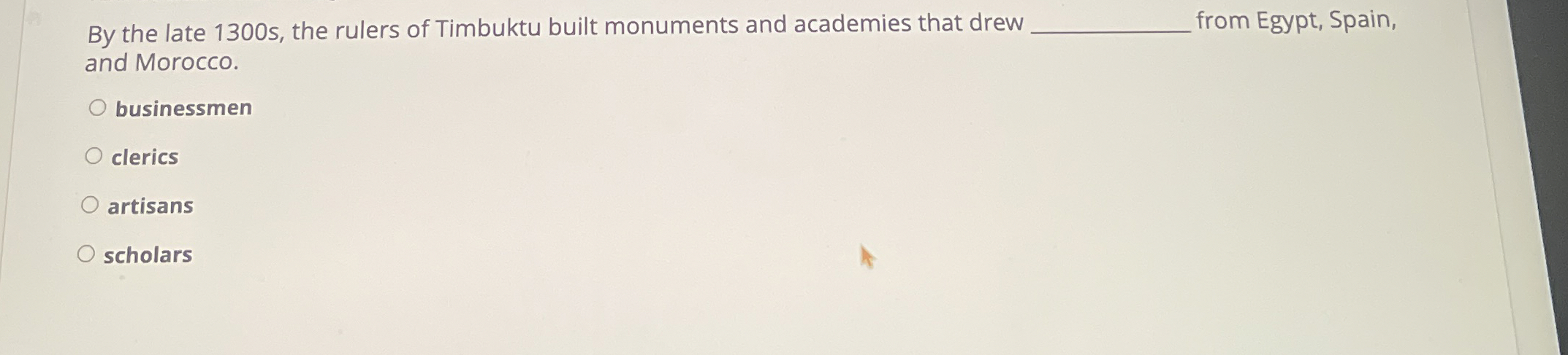 Solved By the late 1300 ﻿s, ﻿the rulers of Timbuktu built | Chegg.com