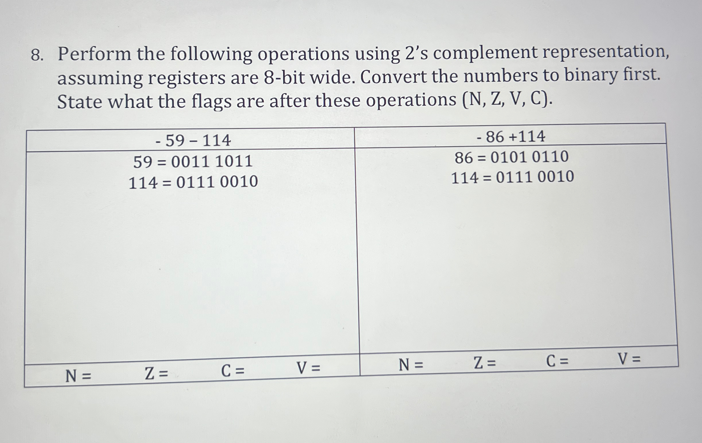 Solved Perform the following operations using 2's complement | Chegg.com