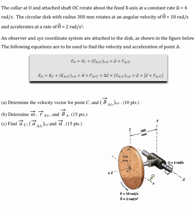 Solved The Collar At O And Attached Shaft Oc Rotate About Chegg Com