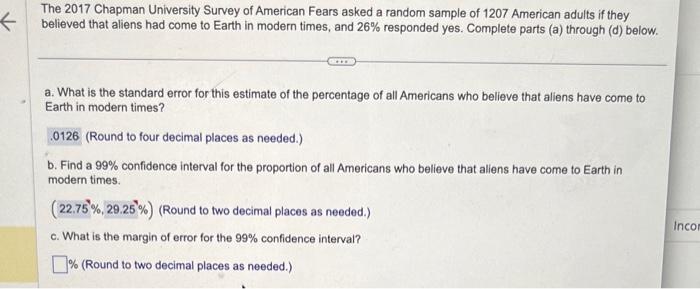 Solved The 2017 Chapman University Survey Of American Fears | Chegg.com