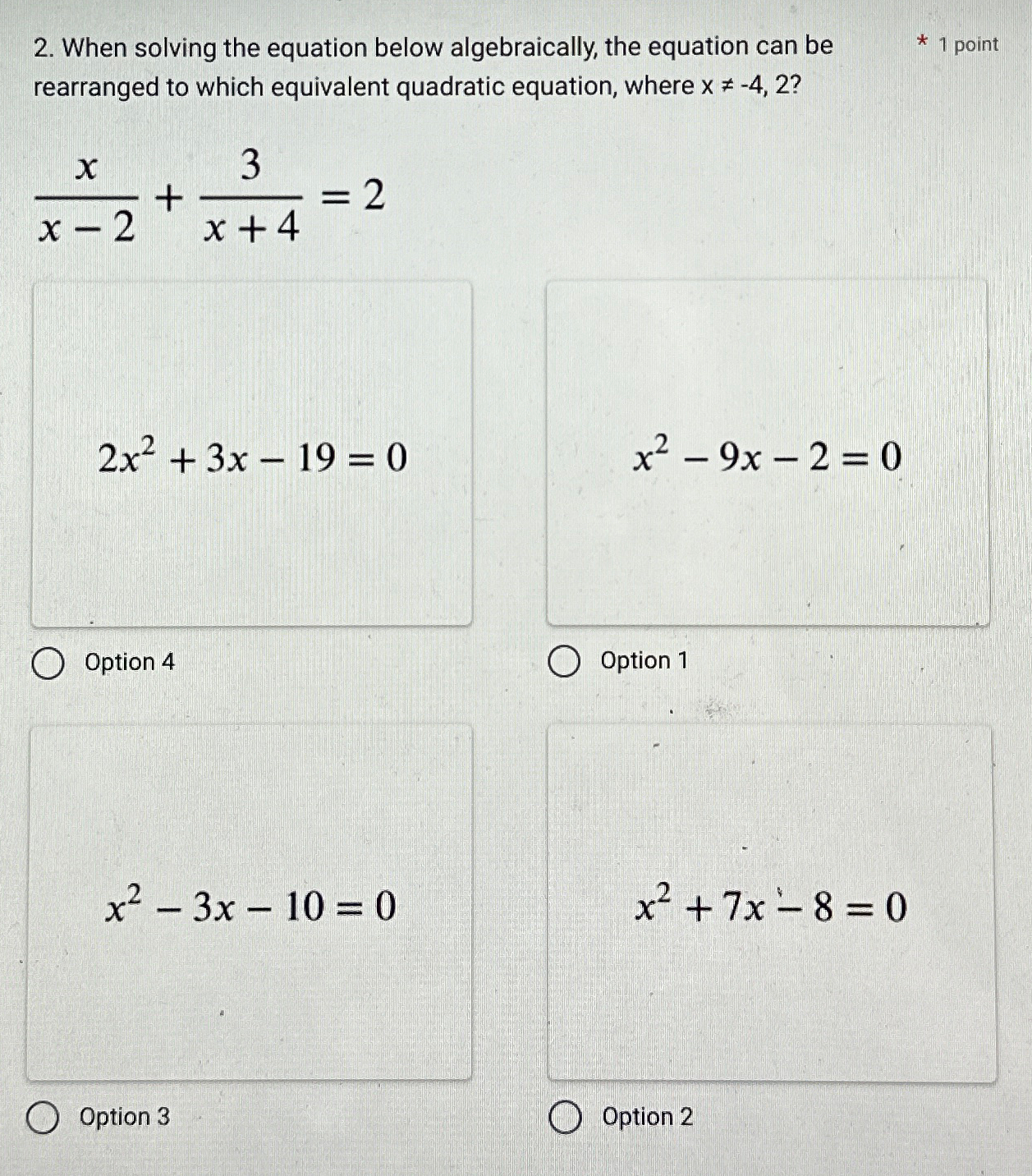 Solved When solving the equation below algebraically, the | Chegg.com