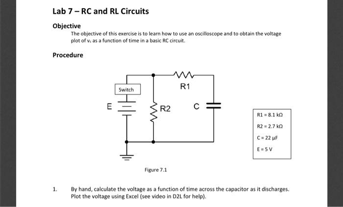 Solved Lab 7 - RC and RL Circuits Objective The objective of | Chegg.com