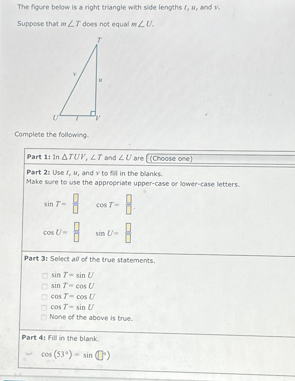 Solved The figure below is a right triangle with side | Chegg.com