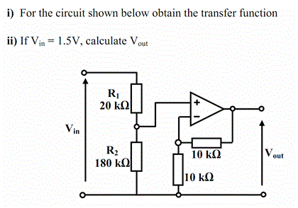 Solved For the circuit shown below obtain the transfer | Chegg.com