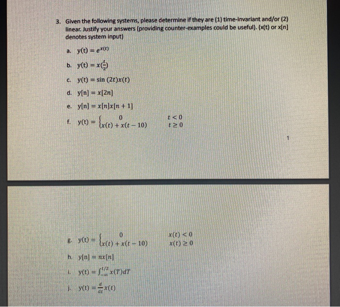Solved 3. Given the following systems, please determine if | Chegg.com