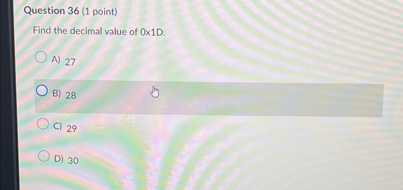 Solved Question 36 (1 ﻿point)Find the decimal value of | Chegg.com