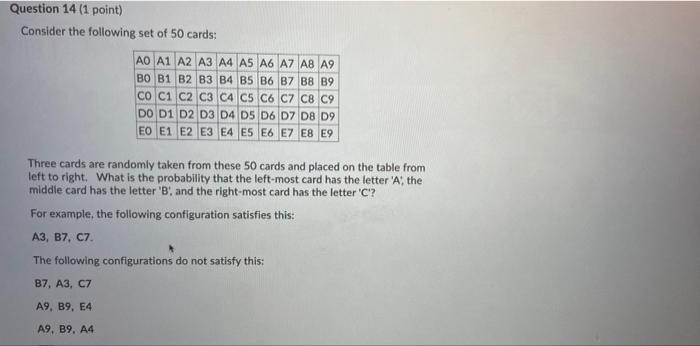 Solved Question 14 (1 point) Consider the following set of | Chegg.com
