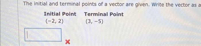 Solved The initial and terminal points of a vector are | Chegg.com
