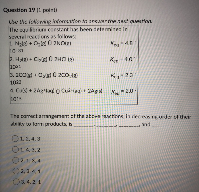 Solved Question 19 1 Point Use The Following Informatio Chegg Com