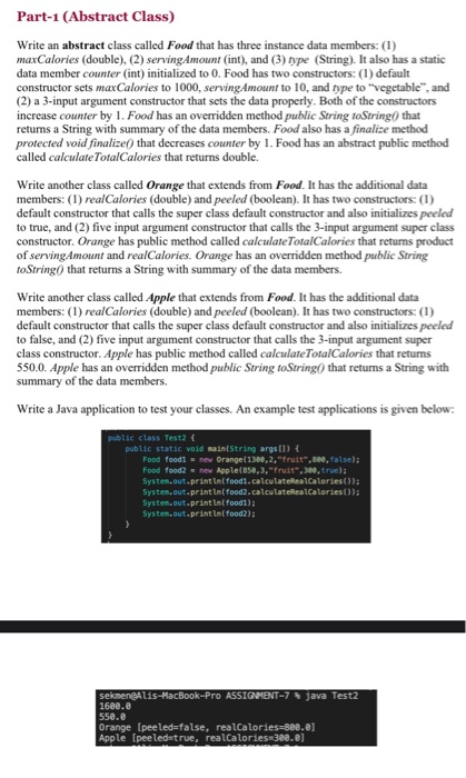 Solved Part-1 (Abstract Class) Write an abstract class | Chegg.com