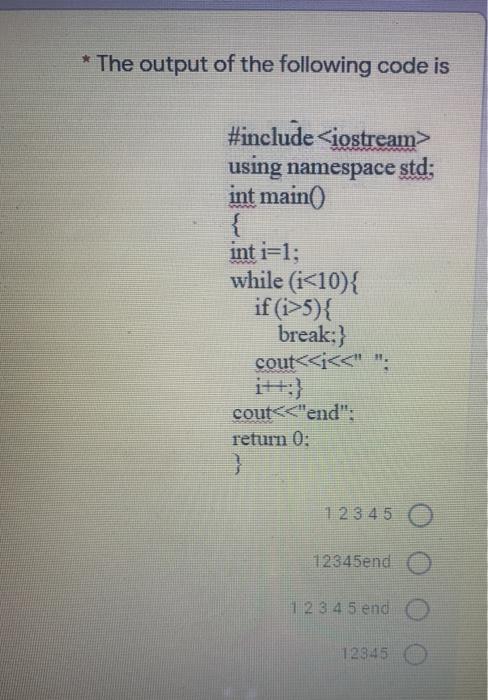 Solved * The output of the following code is #include using | Chegg.com