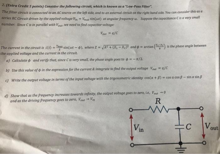 Solved 2. (Extra Credit 5 points) Consider the following | Chegg.com