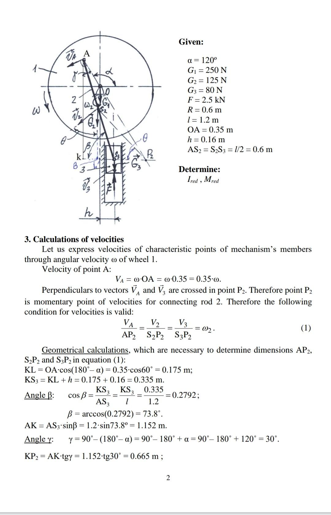 Solved Problem No. 1 Reduction of masses and forces For | Chegg.com