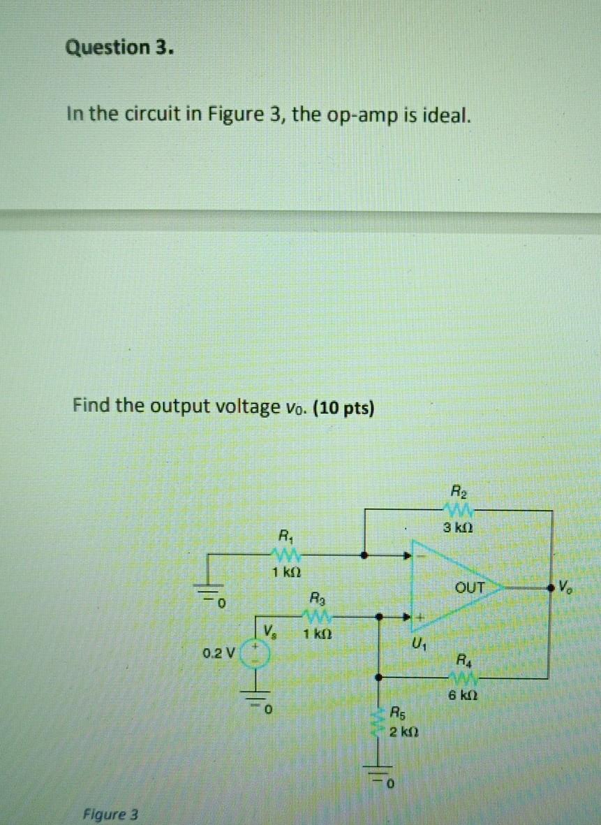 Solved Question 3. In the circuit in Figure 3, the op-amp is | Chegg.com
