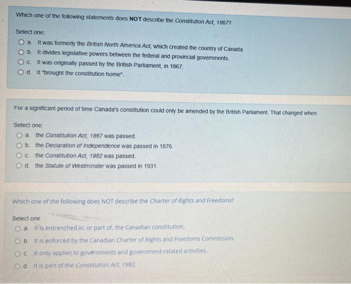 Solved Which one of the following statements does NOT