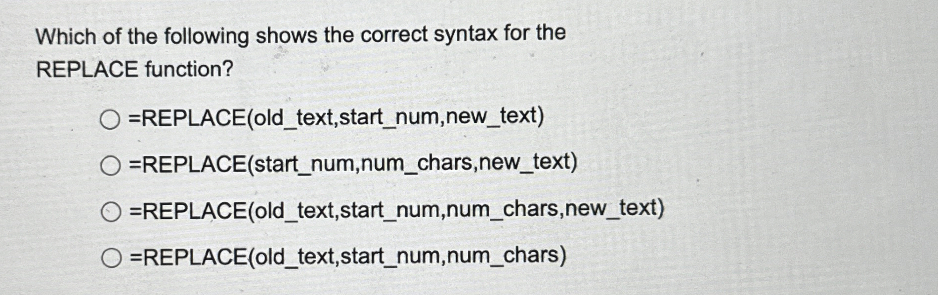 Solved Which of the following shows the correct syntax for | Chegg.com