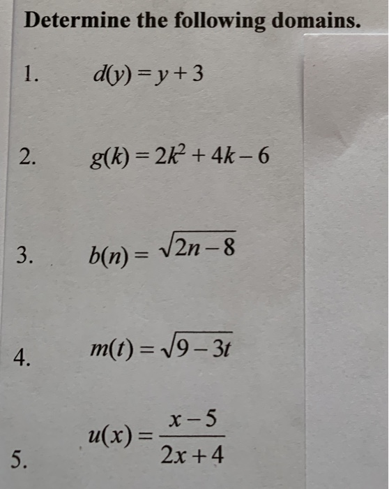 Solved Determine The Following Domains 1 D Y Y 3 2 Chegg Com