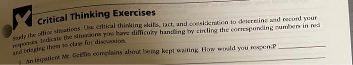 Solved Critical Thinking Exercises responses. | Chegg.com