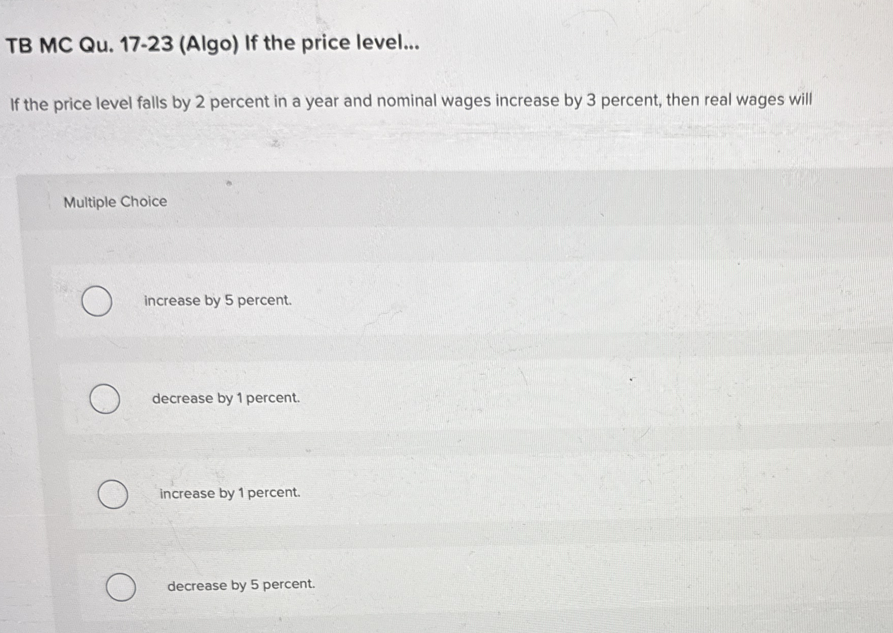 Solved TB MC Qu. 17-23 (Algo) ﻿If the price level...If the | Chegg.com