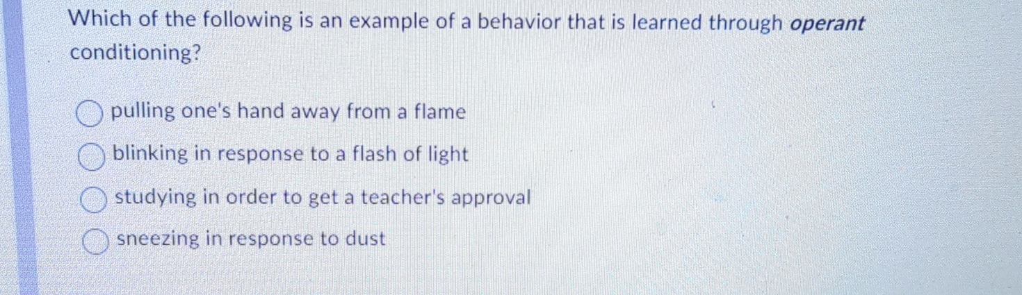 Solved Which of the following is an example of a behavior | Chegg.com