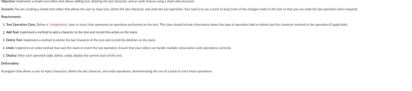 Solved Objective: Implement a simple text editor that allows | Chegg.com