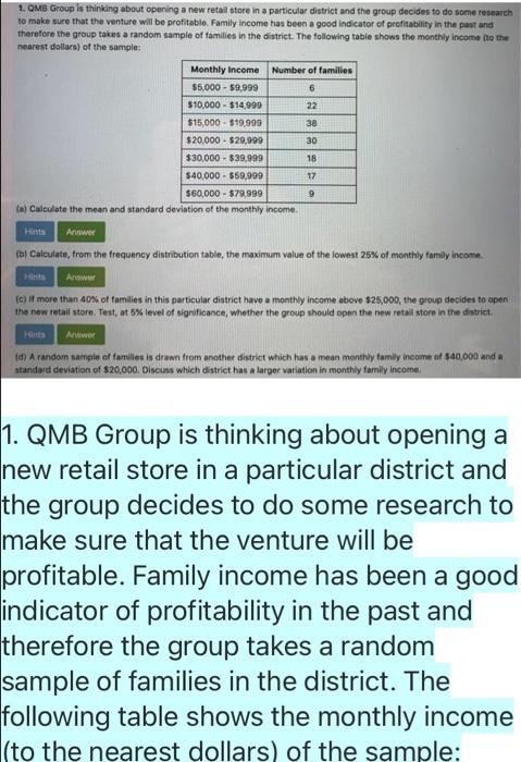 Solved 1. OMS Group is thinking about opening a new retail | Chegg.com